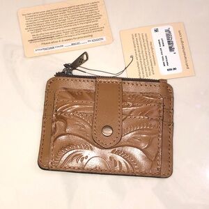 Patricia Nash Cassis Burnished Tooled Leather Card Wallet In Biscuit NWT & Card